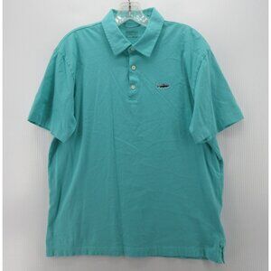 Patagonia Polo Shirt Medium Teal Trout Fitz Roy Pullover Organic Cotton